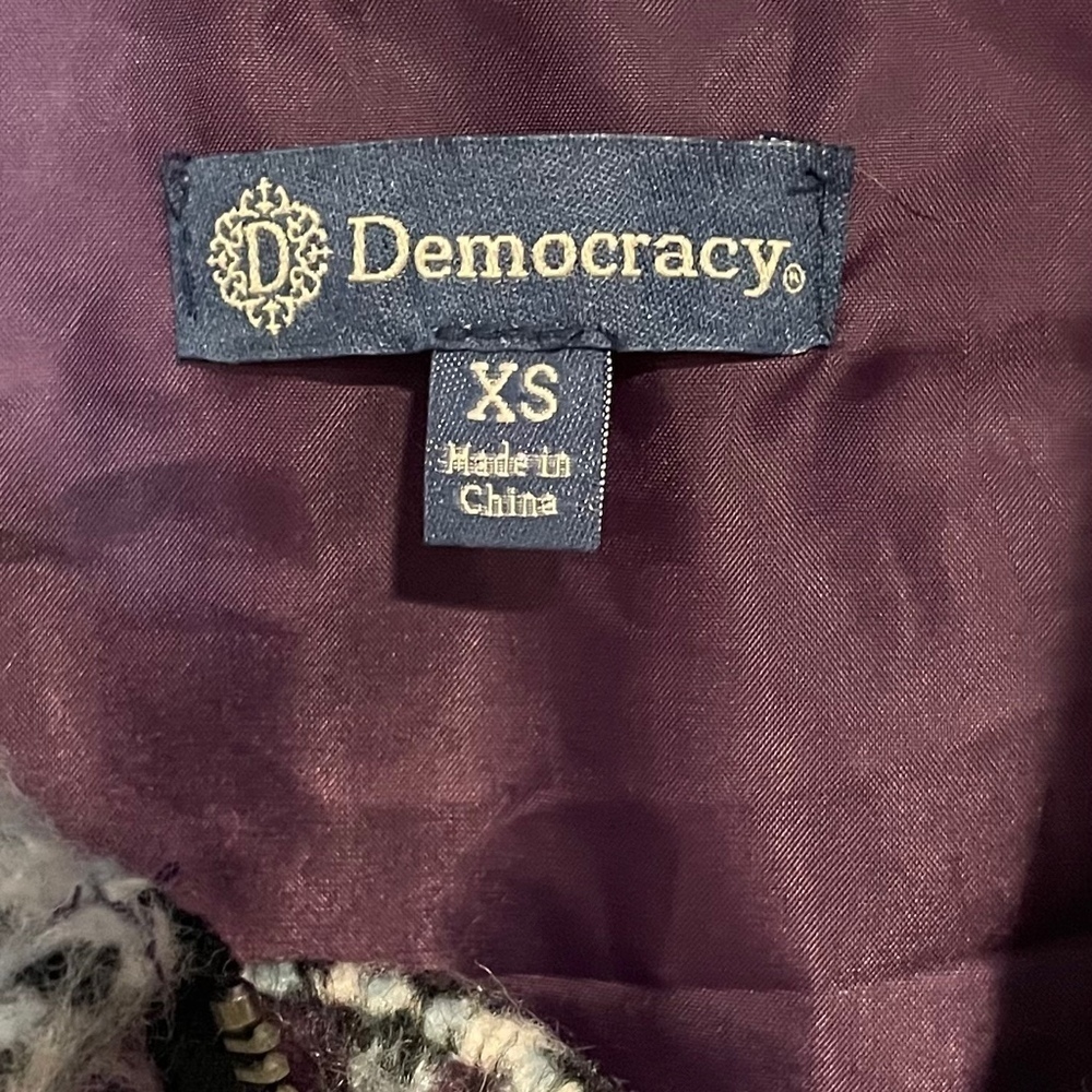 Democracy Long Blouson Sleeve Zip Front Collared Patch Pocket Plaid Jacket XS - Picture 7 of 12